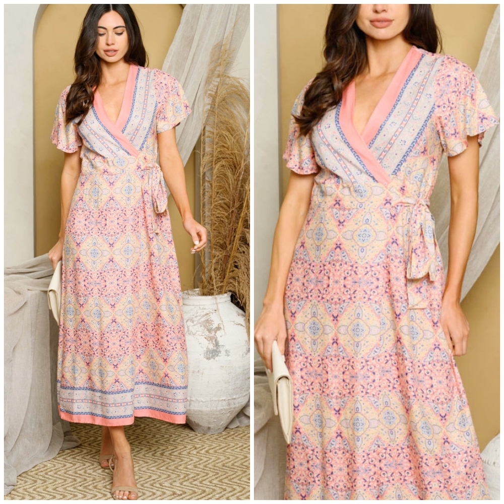 Boho Chic Gorgeous Wrap Around Maxi Dress - Picture 2 of 4